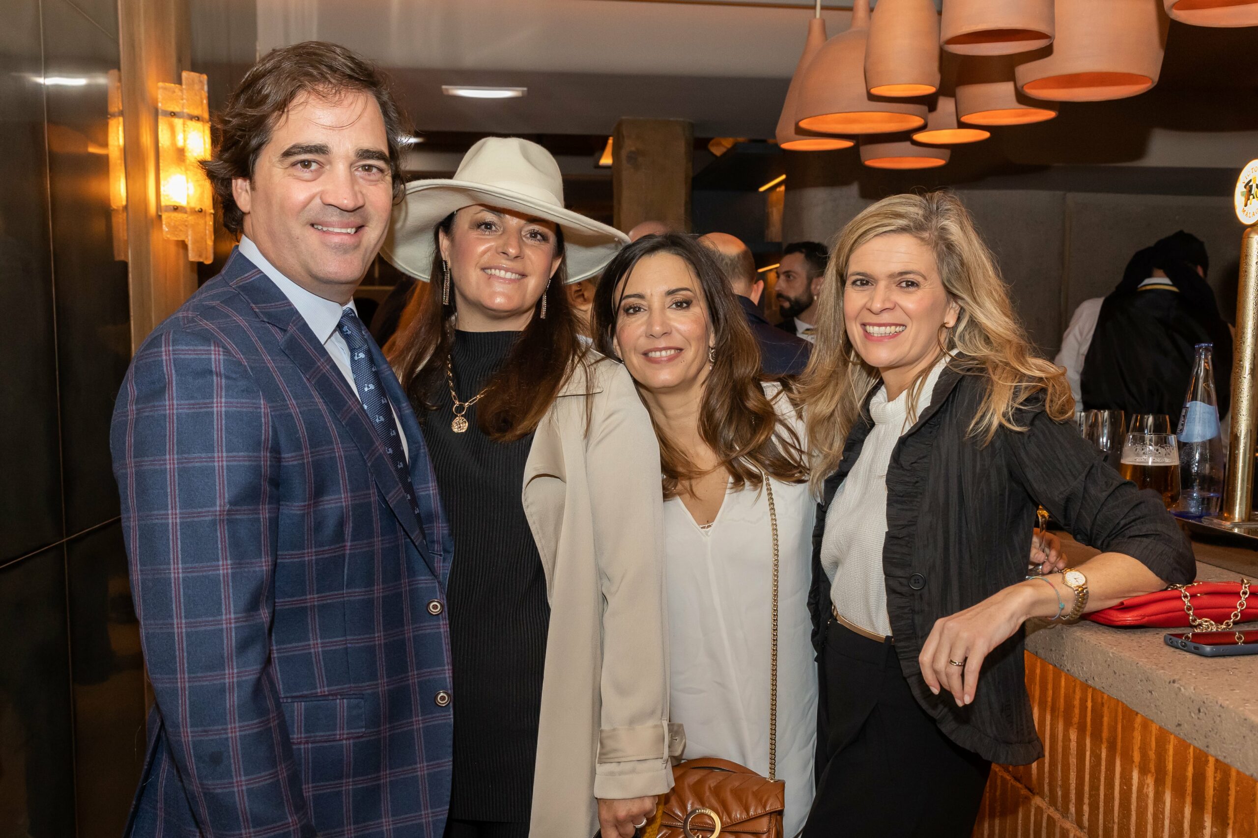 Toño Constantino, Miriam Galiano, Elena Pulido y María Mediero en la inauguración del restaurante de alta gastronomía Amicitia en Madrid.